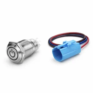 19mm Kırmızı LED Halkalı IP65 Metal Anahtarlı Buton 10-30V