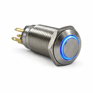 DRN419 19mm Kırmızı LED’li Metal Yaylı Buton 12V-24V