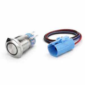 19mm Yeşil LED Halkalı IP65 Metal Yaylı Buton 10-30V