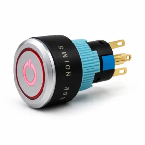 22mm Kırmızı LED'li power logolu kalıcı buton anahtar 1NO 1NC