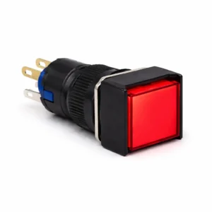 16mm Kırmızı yaylı plastik buton 1NO 1NC kare