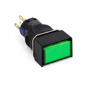 16mm Yeşil yaylı plastik buton 1NO 1NC dikdörtgen