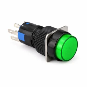 16mm Yeşil yaylı plastik buton 1NO 1NC yuvarlak